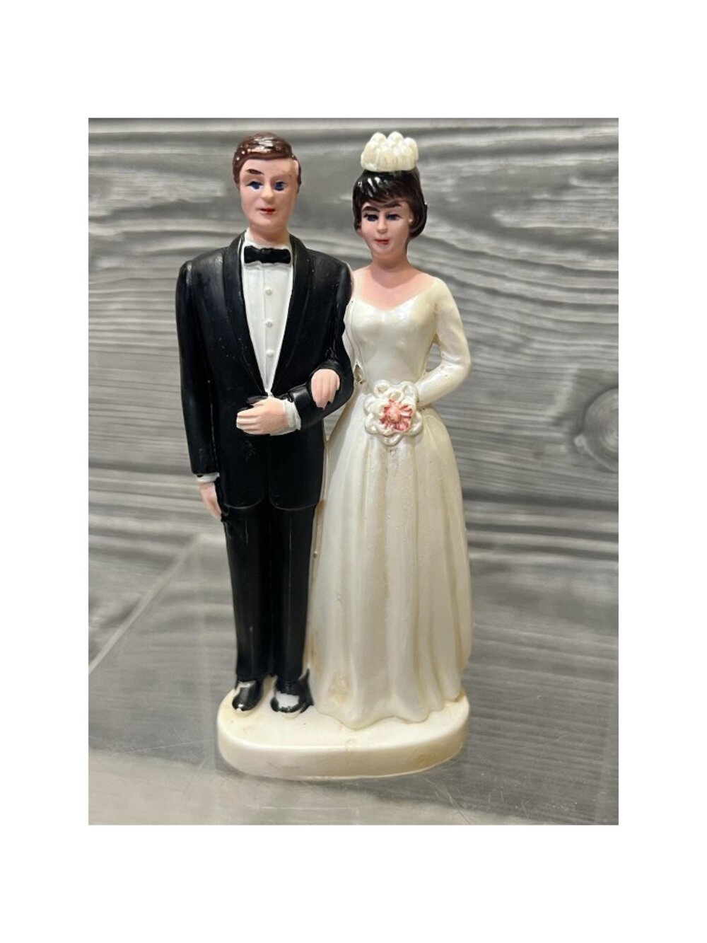 Wedding Bridal Cake Topper Bride & Groom Figure Vintage 1960s Hong Kong 4”